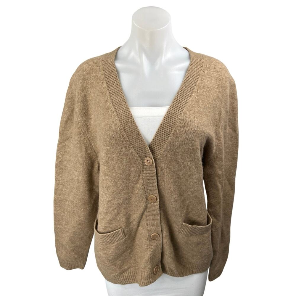 Aritzia Wilfred Brown V Neck Pocket Button Down Cardigan Sweater Top Size M